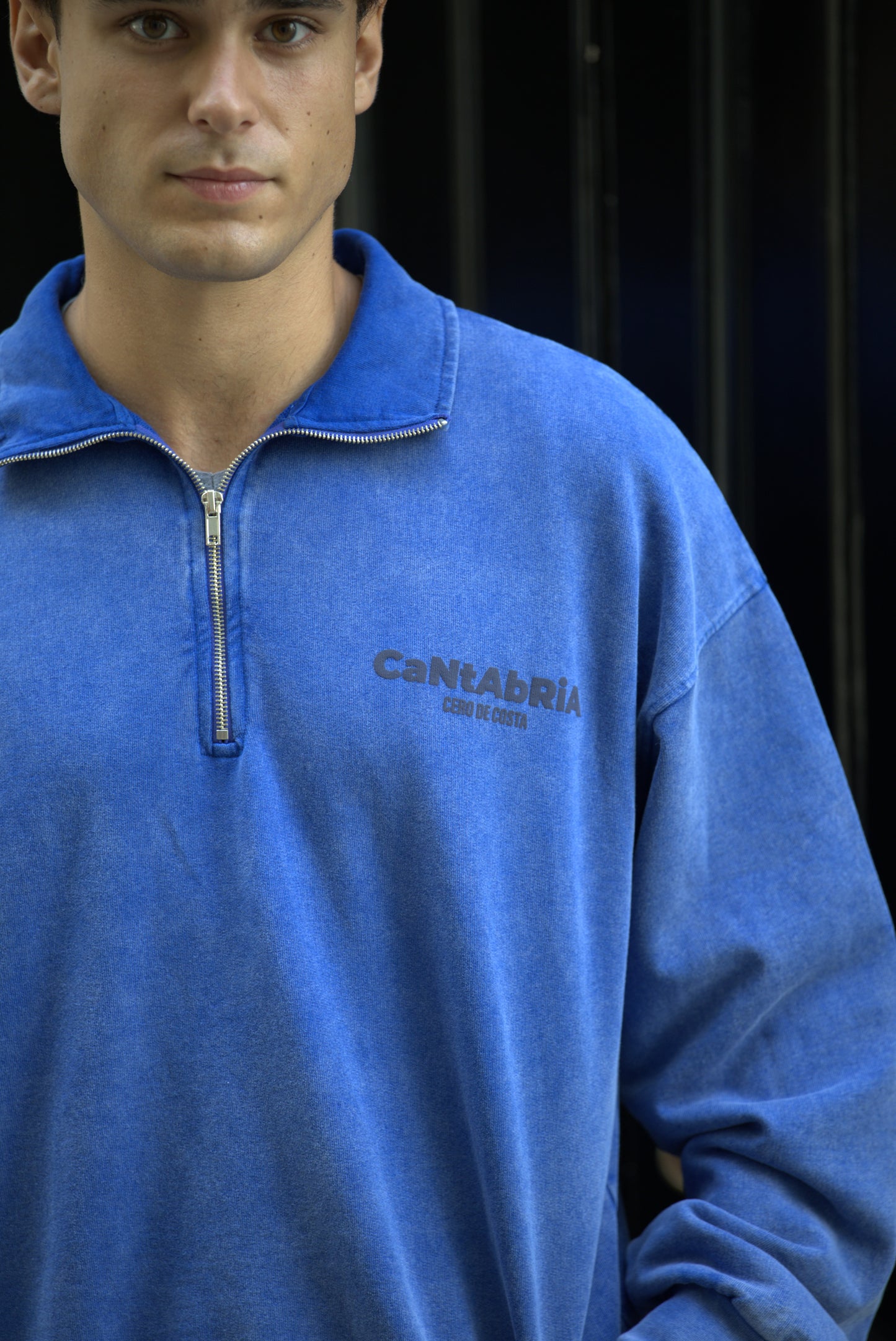 SUDADERA TIZA/MARINO "CANTABRIA" CREMALLERA MEDIA