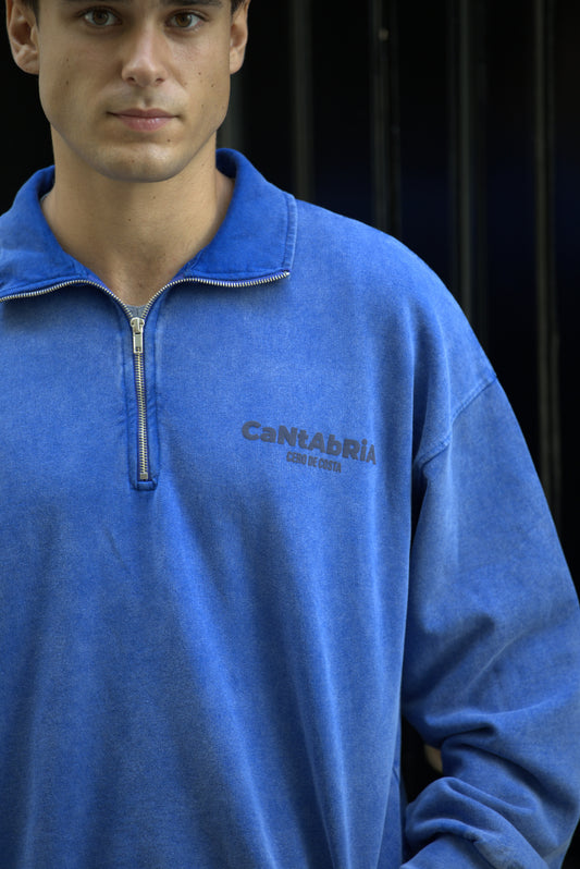 SUDADERA TIZA/MARINO "CANTABRIA" CREMALLERA MEDIA