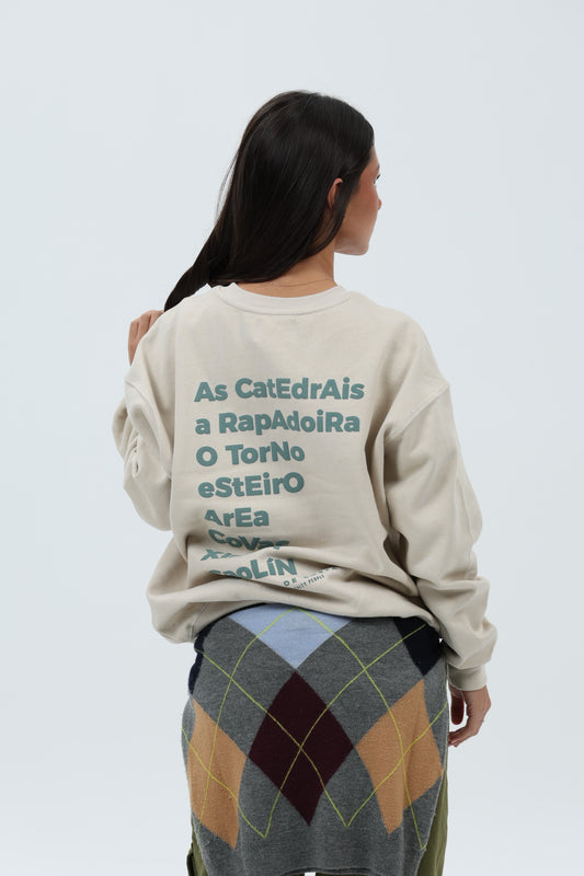 SUDADERA CREMA/VERDE "A MARIÑA"