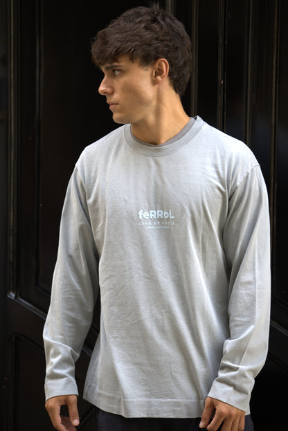 CAMISETA GRIS/ROJO "FERROL" MANGA LARGA