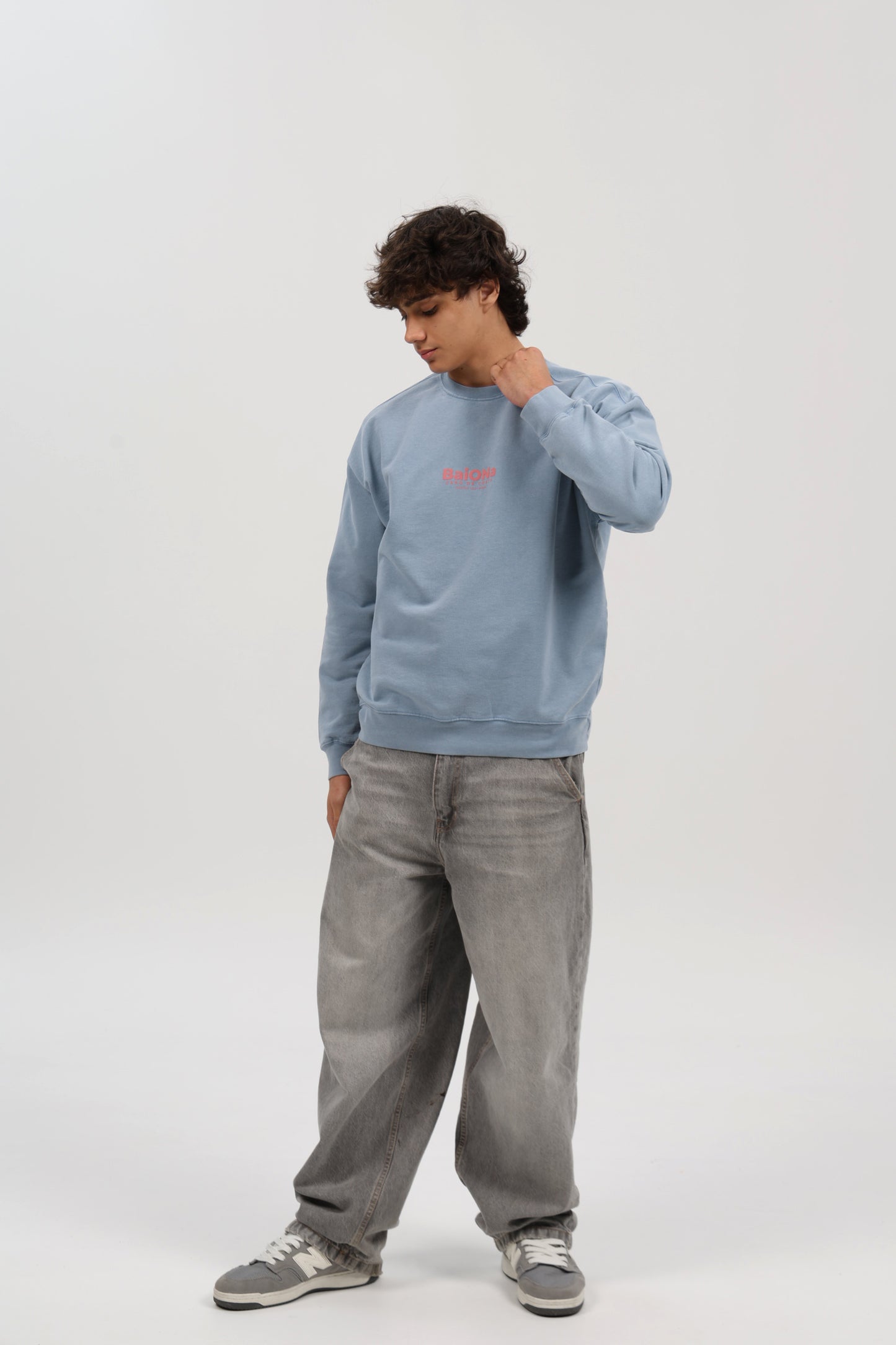 SUDADERA AZUL-LAVADO/ROSA "BAIONA"