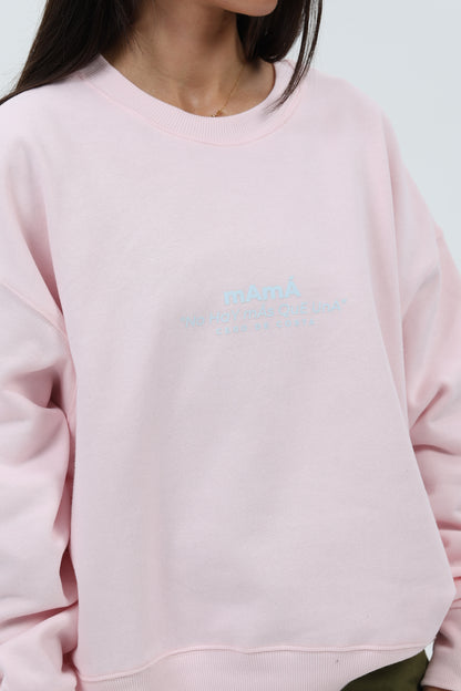 SUDADERA ROSA/CELESTE "MAMÁ" CORTA