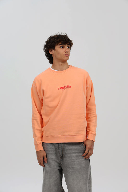 SUDADERA MELOCOTÓN/ROJO "A CORUÑA"