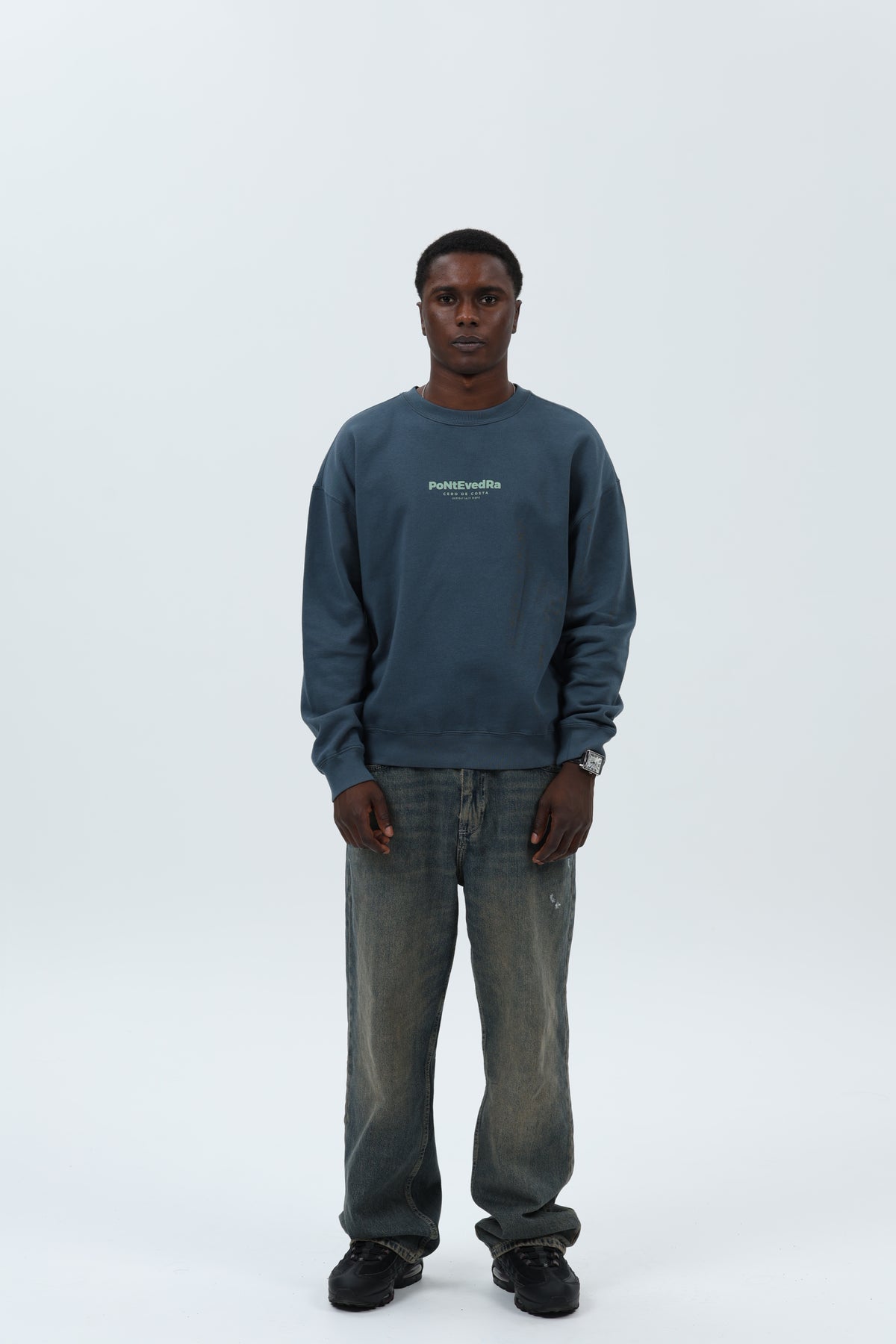 SWEATSHIRT ANTRACITE/VERDE "PONTEVEDRA CIDADE"
