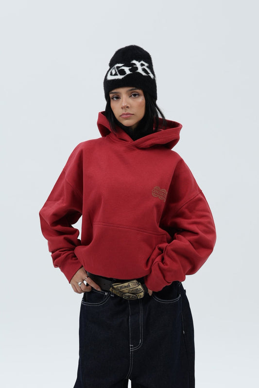 SUDADERA GRANATE/MARRÓN "LOGO TOUR" CON CAPUCHA