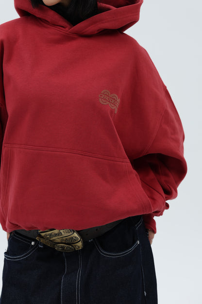 SUDADERA GRANATE/MARRÓN "LOGO TOUR" CON CAPUCHA