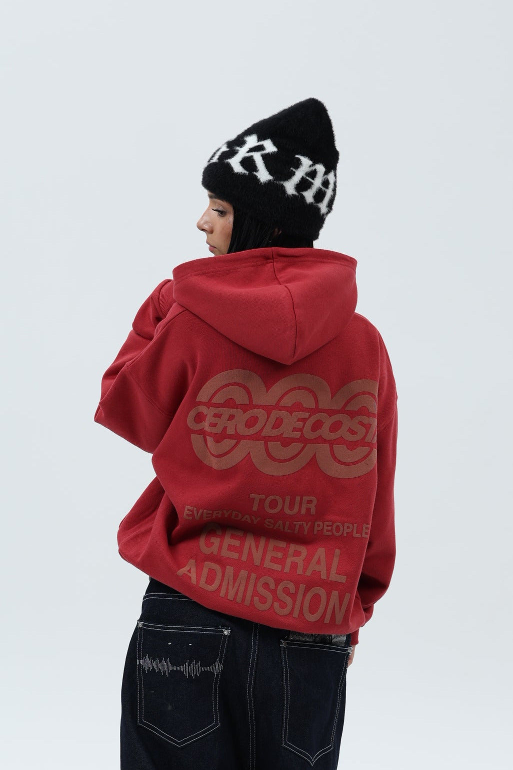 SUDADERA GRANATE/MARRÓN "LOGO TOUR" CON CAPUCHA