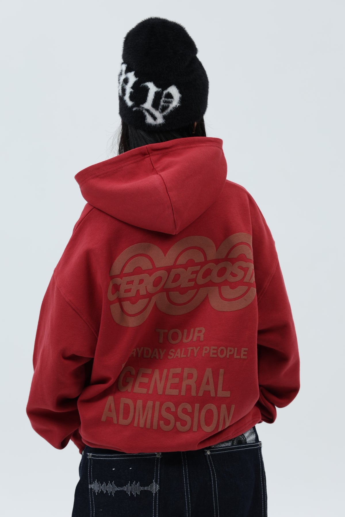 SUDADERA GRANATE/MARRÓN "LOGO TOUR" CON CAPUCHA