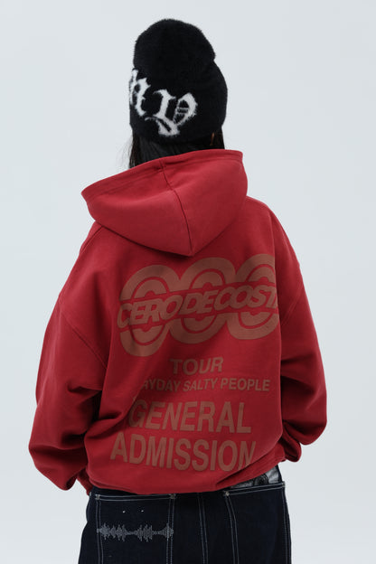 SUDADERA GRANATE/MARRÓN "LOGO TOUR" CON CAPUCHA