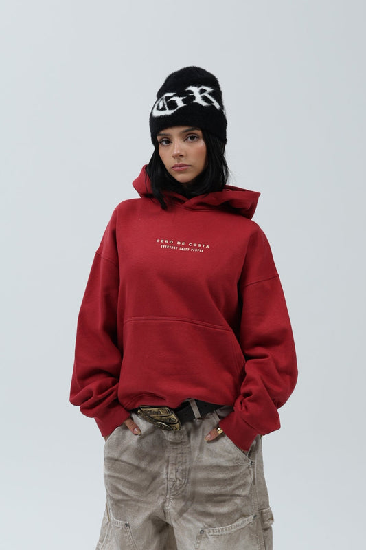 SUDADERA GRANATE/CREMA "PLAYAS SURF" CON CAPUCHA