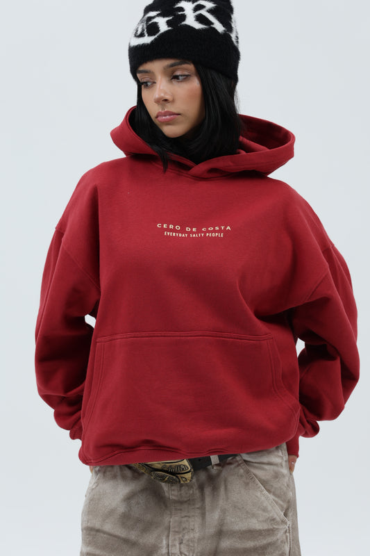 SUDADERA GRANATE/CREMA "PLAYAS SURF" CON CAPUCHA