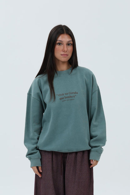 SUDADERA VERDE/MARRÓN "VIVIR NA CORUÑA"