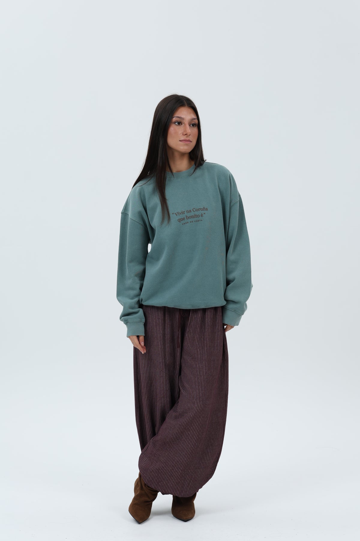 SUDADERA VERDE/MARRÓN "VIVIR NA CORUÑA"