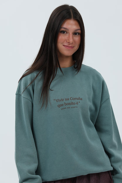SUDADERA VERDE/MARRÓN "VIVIR NA CORUÑA"