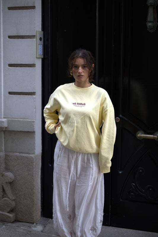 SUDADERA MANTEQUILLA/GRANATE "OS FAROS"