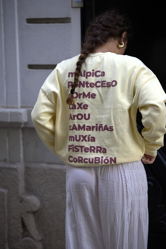 SUDADERA MANTEQUILLA/GRANATE "OS FAROS"