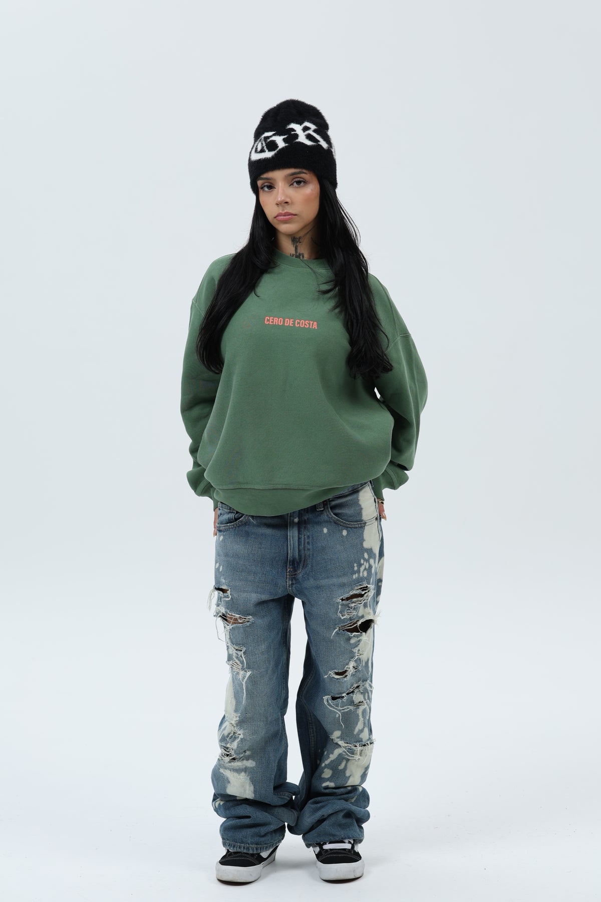 SUDADERA VERDE-LAVADO/CORAL "VIGO" – foto 1