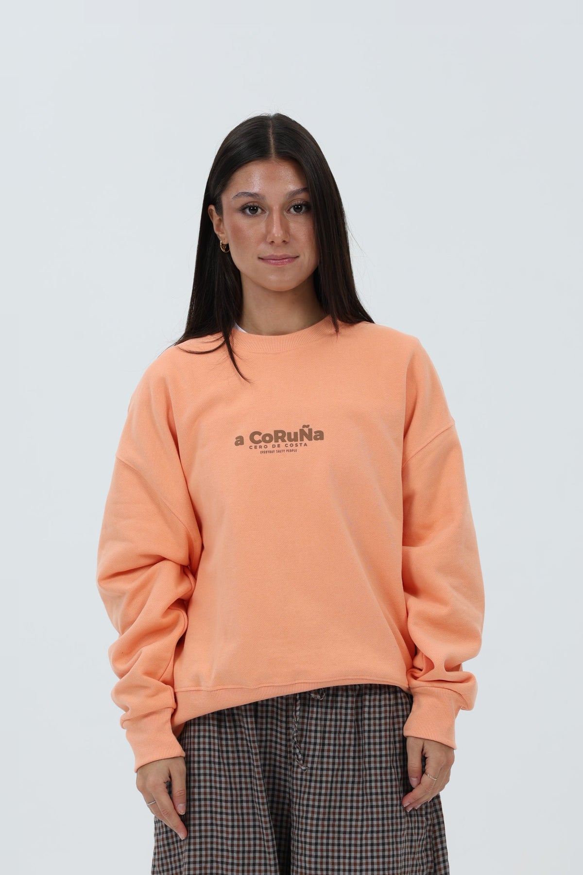 SUDADERA CORAL/MARRÓN "A CORUÑA" CORTA – foto 3