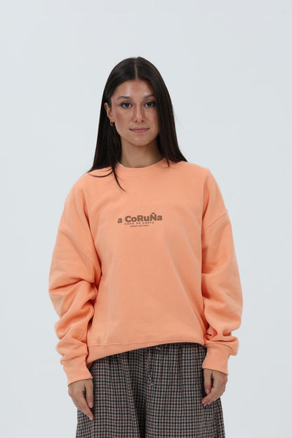 SUDADERA CORAL/MARRÓN "A CORUÑA" CORTA – foto 3