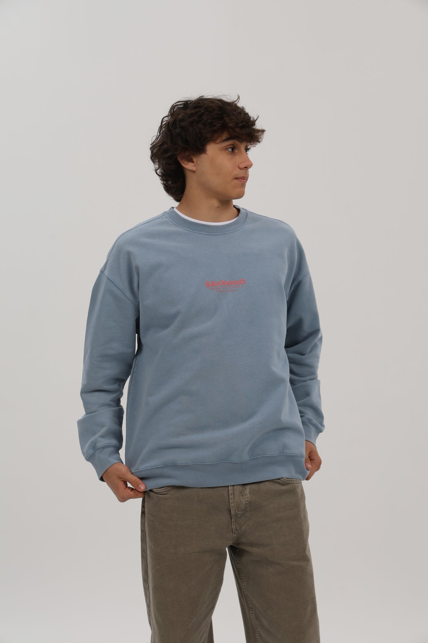 SUDADERA AZUL-LAVADO/ROSA "SANXENXO"