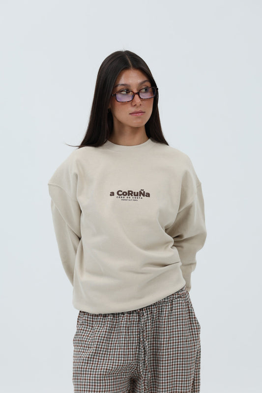 SUDADERA CREMA/MARRÓN "A CORUÑA" – foto 3