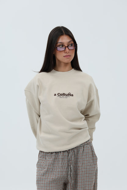 SUDADERA CREMA/MARRÓN "A CORUÑA" – foto 3