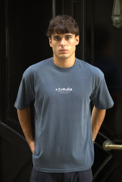 CAMISETA ANTRACITA/CELESTE "A CORUÑA"
