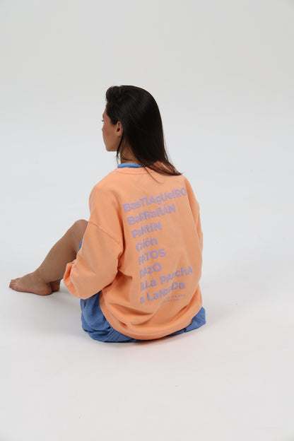 SUDADERA MELOCOTÓN/LILA "PLAYAS SURF"