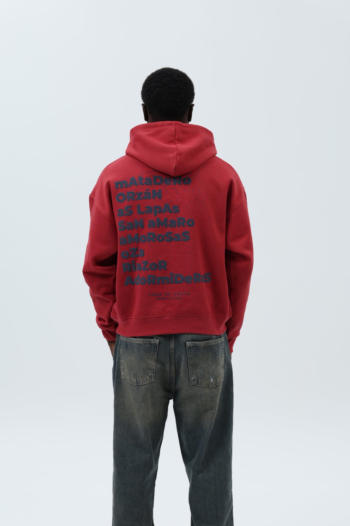 SUDADERA GRANATE/MARINO "A CORUÑA" CON CAPUCHA – foto 2