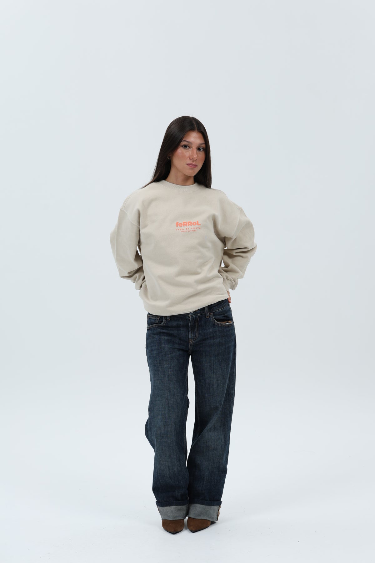 SUDADERA CREMA/ROSA "FERROL" – foto 1