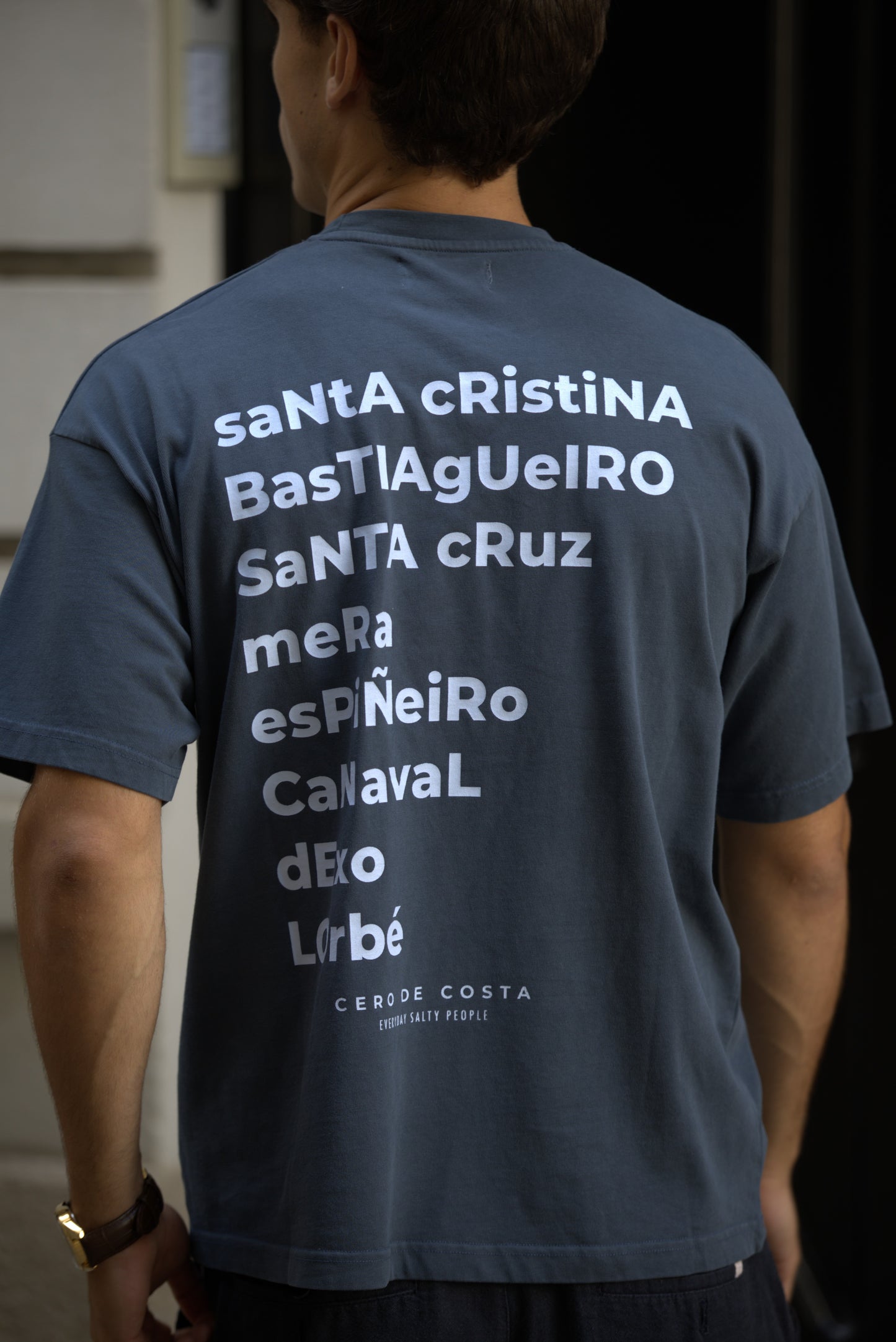 CAMISETA ANTRACITA/CELESTE  "OLEIROS"