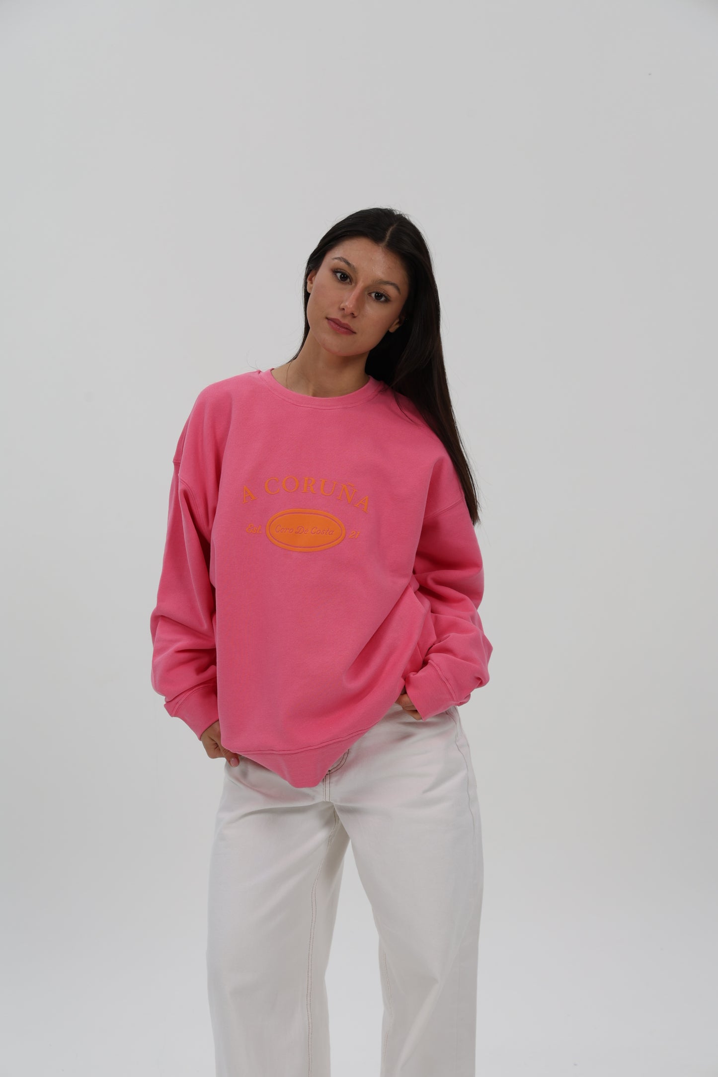 SUDADERA FUCSIA/NARANJA "A CORUÑA FOTO SUPERKARMEN"
