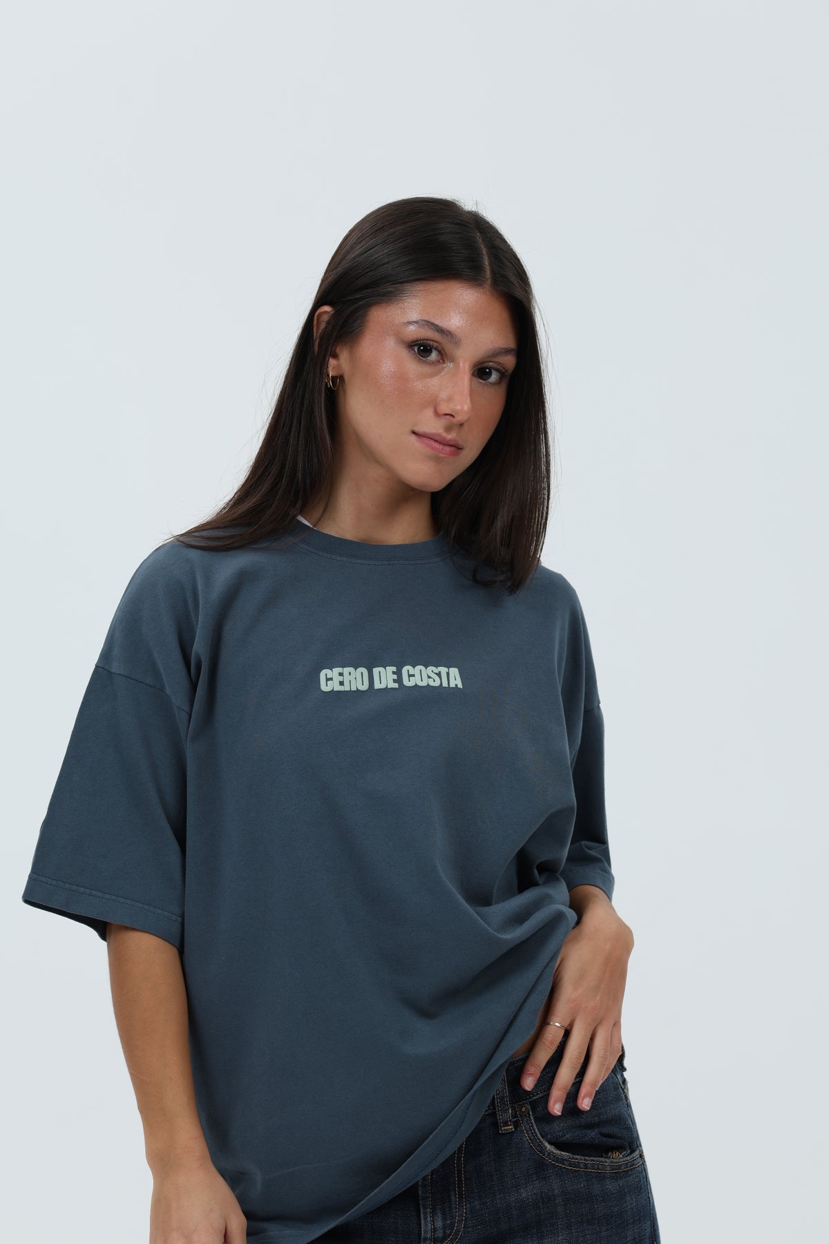 CAMISETA ANTRACITA/VERDE "LOGO" – foto 4