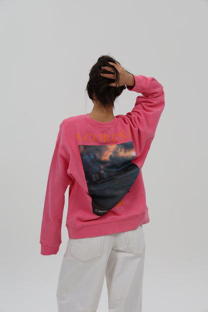 SUDADERA FUCSIA/NARANJA "A CORUÑA FOTO SUPERKARMEN"