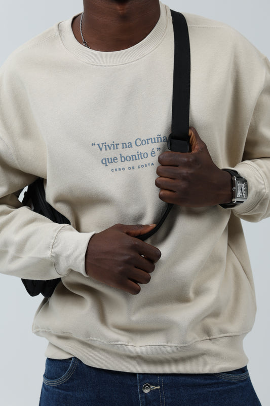 SUDADERA CREMA/AZUL "VIVIR NA CORUÑA" – foto 4