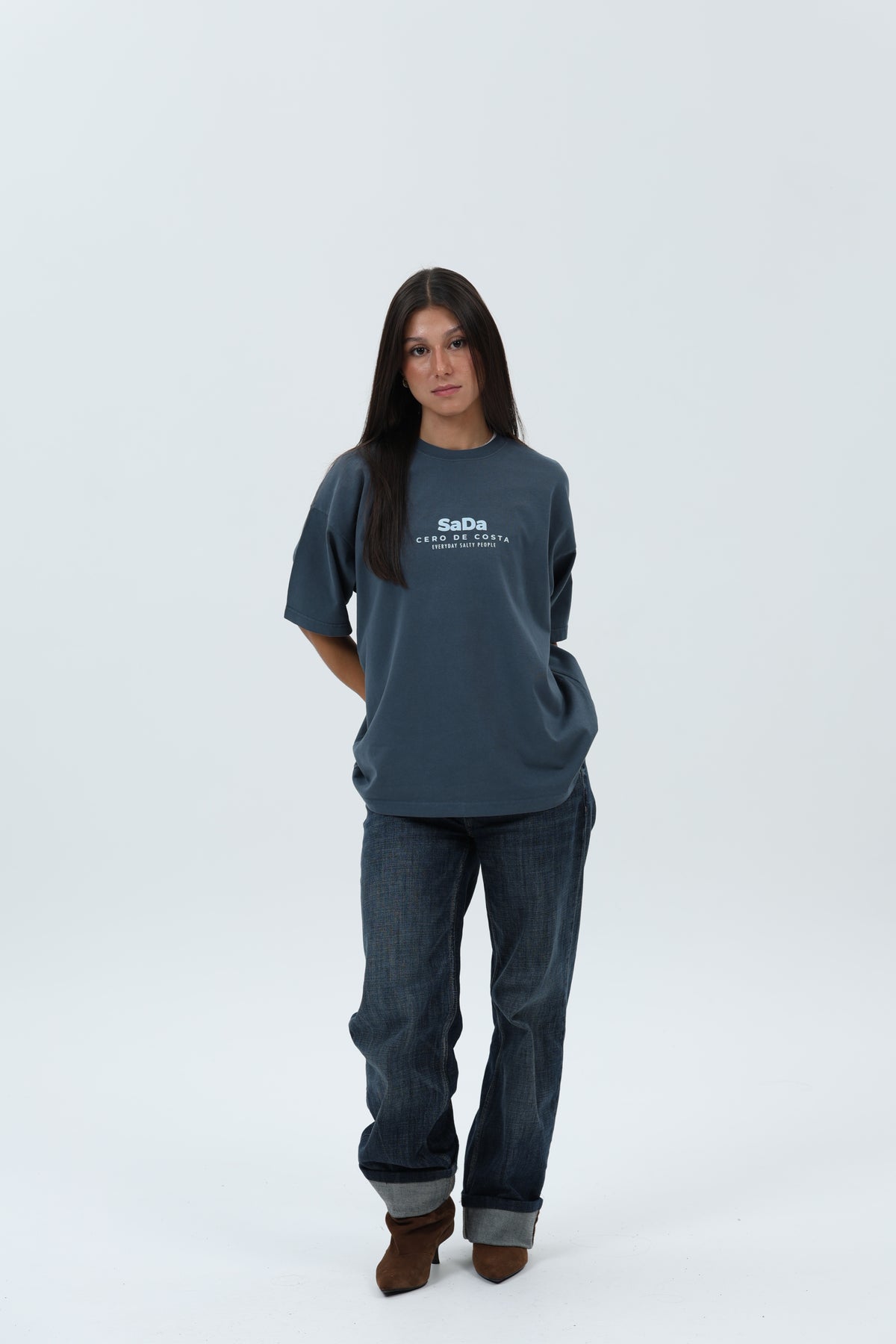 CAMISETA ANTRACITA/CELESTE "SADA" – foto 1