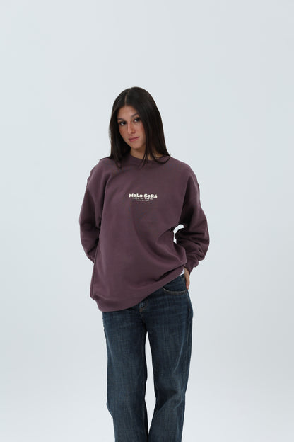 SUDADERA BERENJENA/CREMA "MALO SERÁ" – foto 3