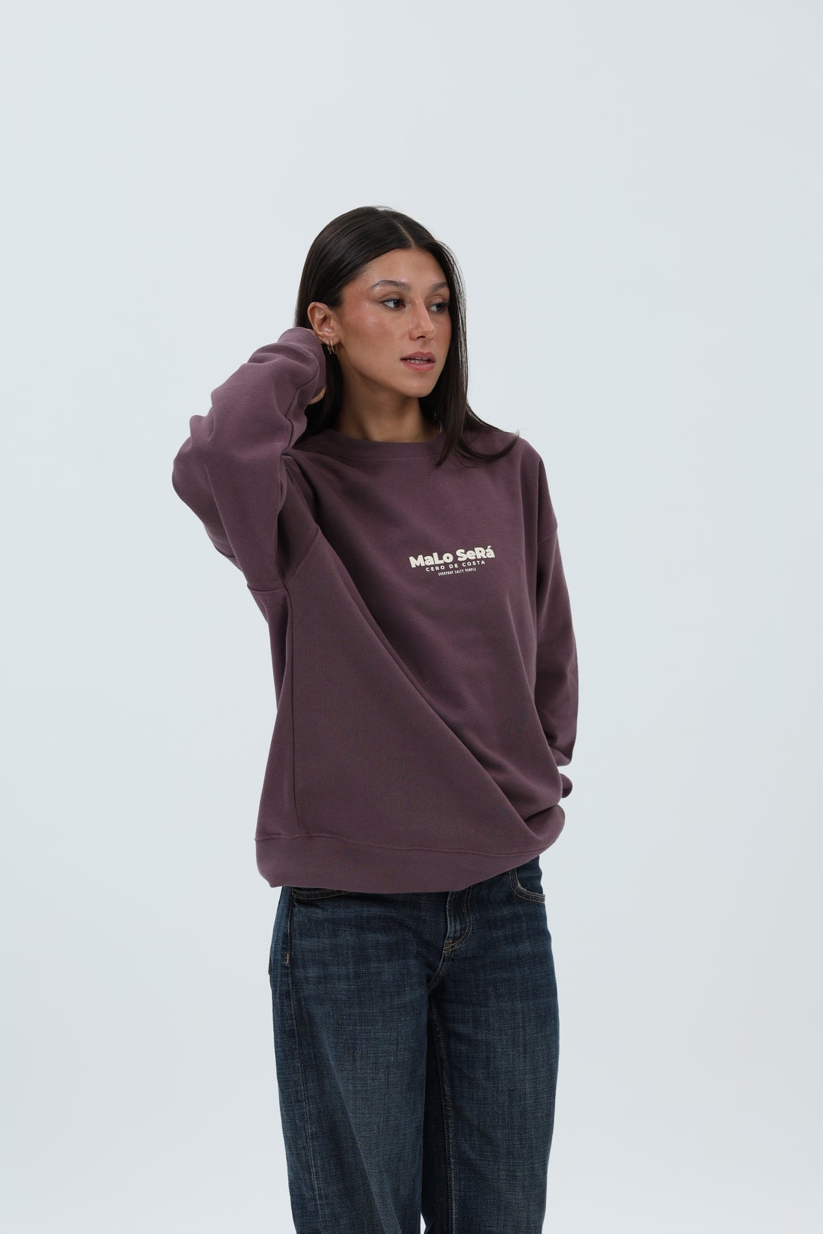 SUDADERA BERENJENA/CREMA "MALO SERÁ" – foto 5