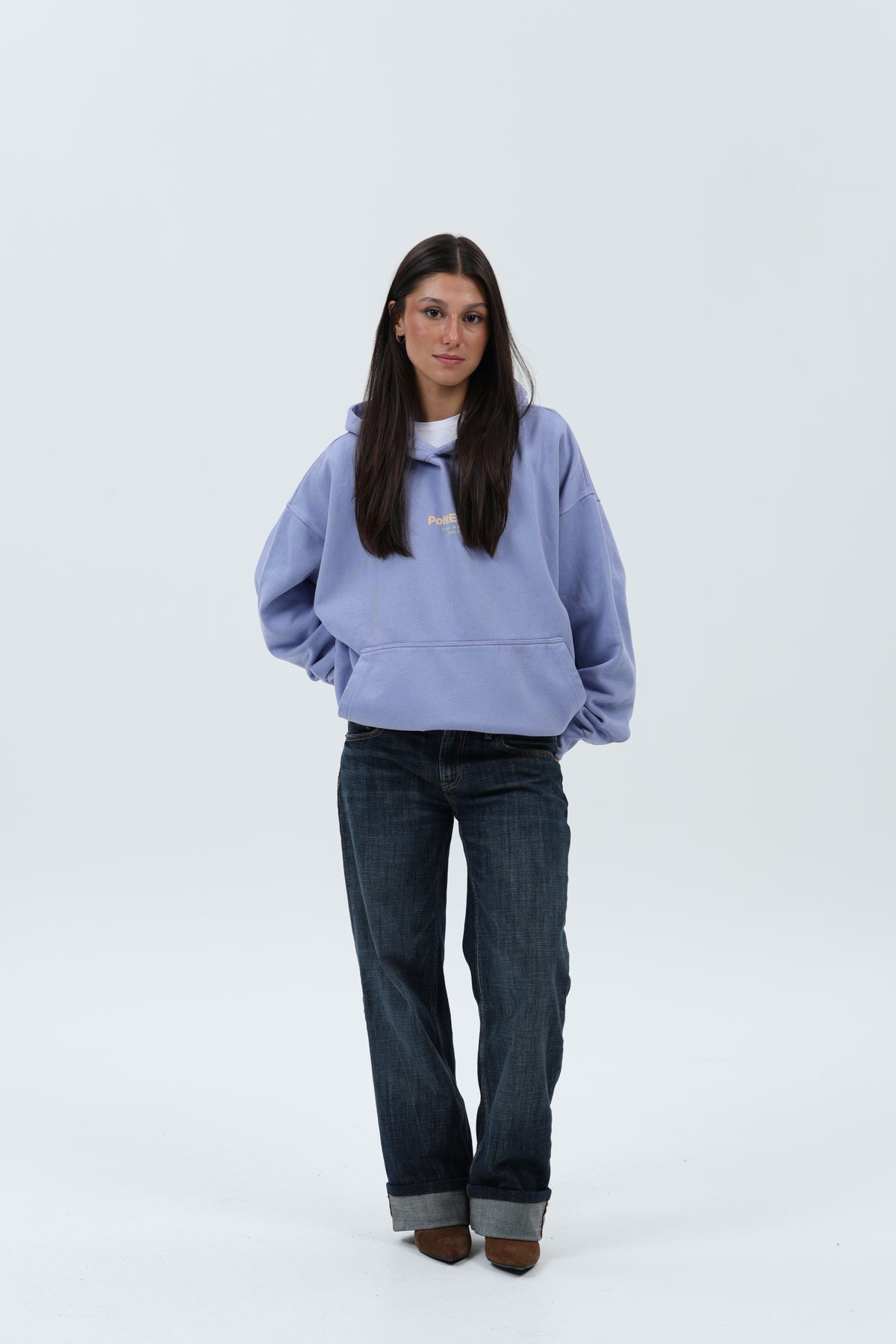 SUDADERA LILA-TIZA/AMARILLO "PONTEVEDRA" CON CAPUCHA – foto 1