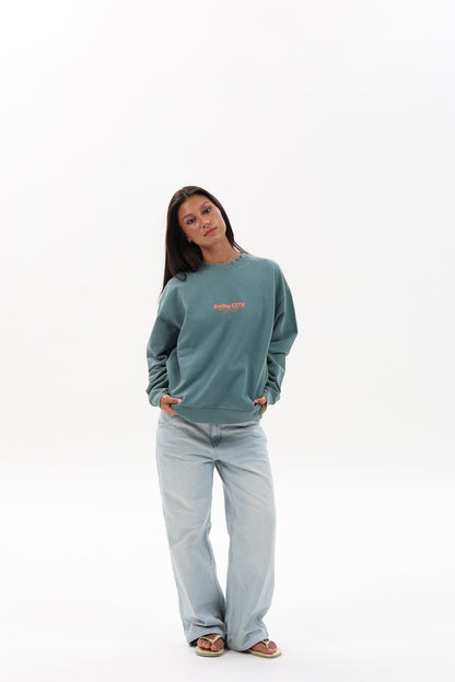 SUDADERA VERDE/ROSA "KORU CITY"
