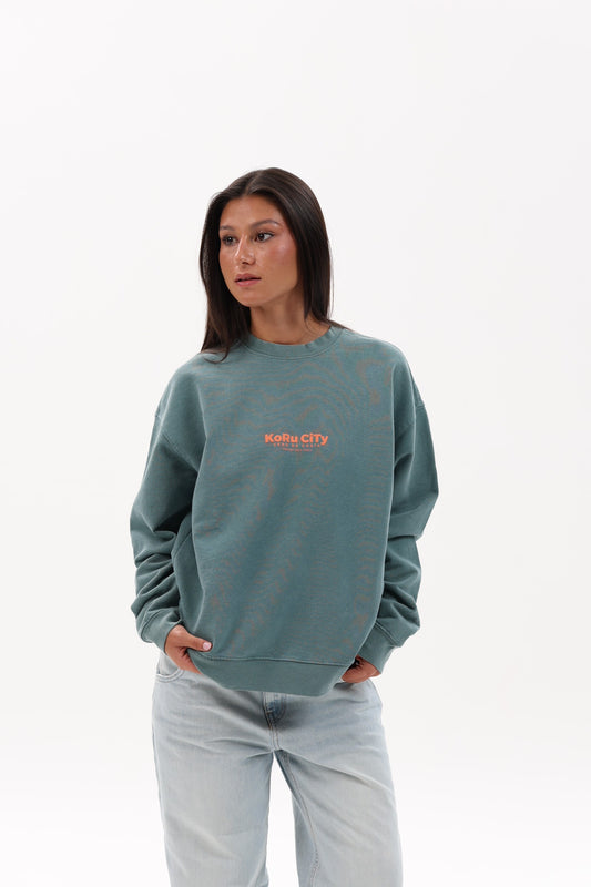 SUDADERA VERDE/ROSA "KORU CITY"
