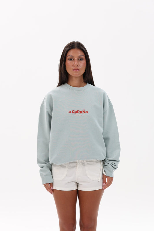 SUDADERA VERDE-AGUA/GRANATE "A CORUÑA"