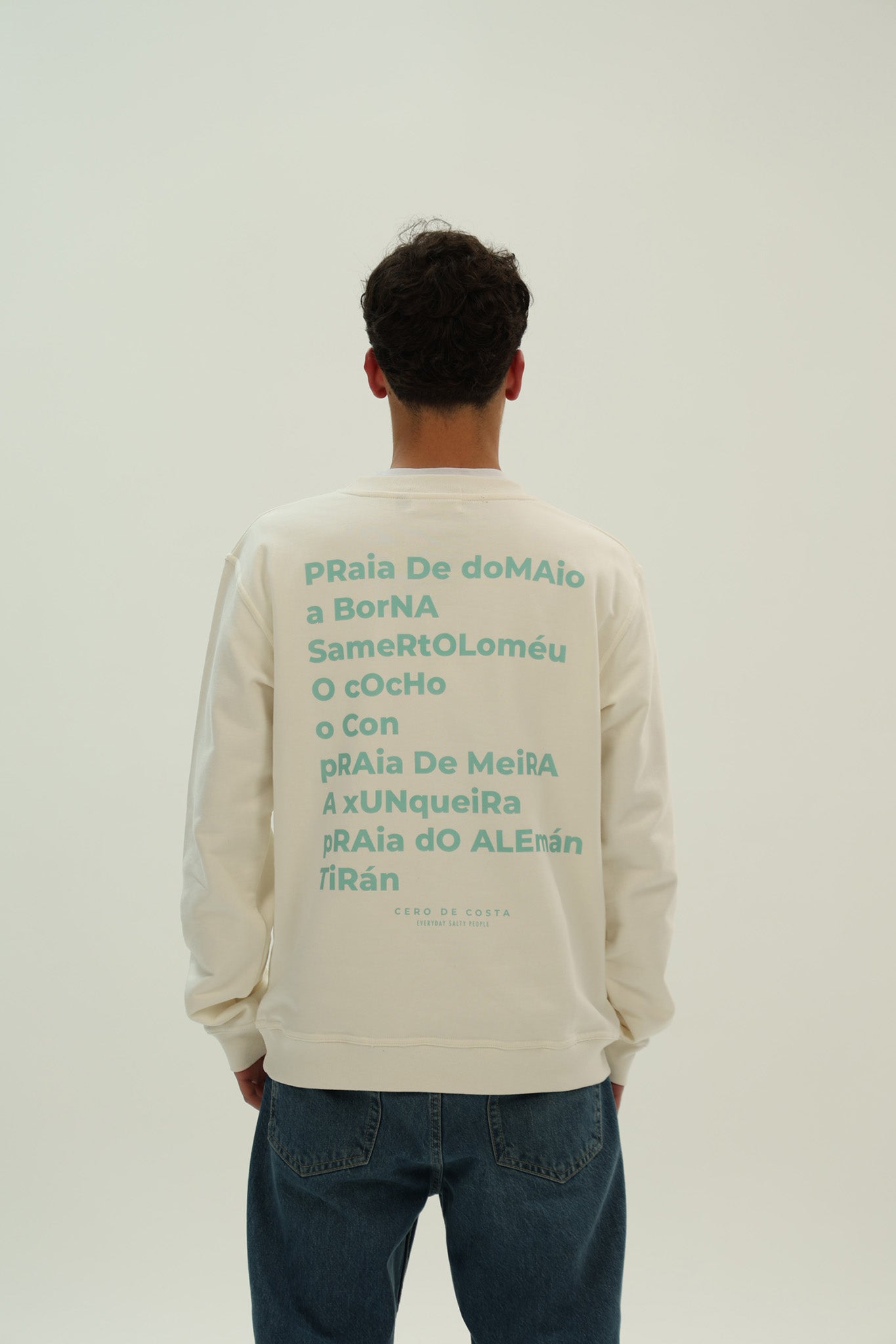 WHITE/GREEN-WATER "MOAÑA" SWEATSHIRT