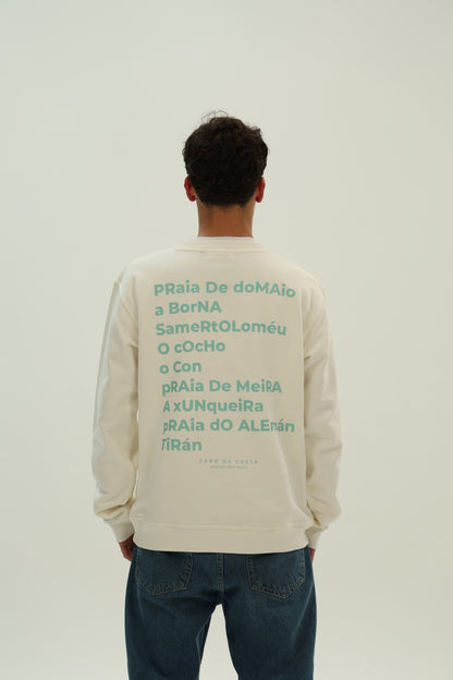 WHITE/GREEN-WATER "MOAÑA" SWEATSHIRT
