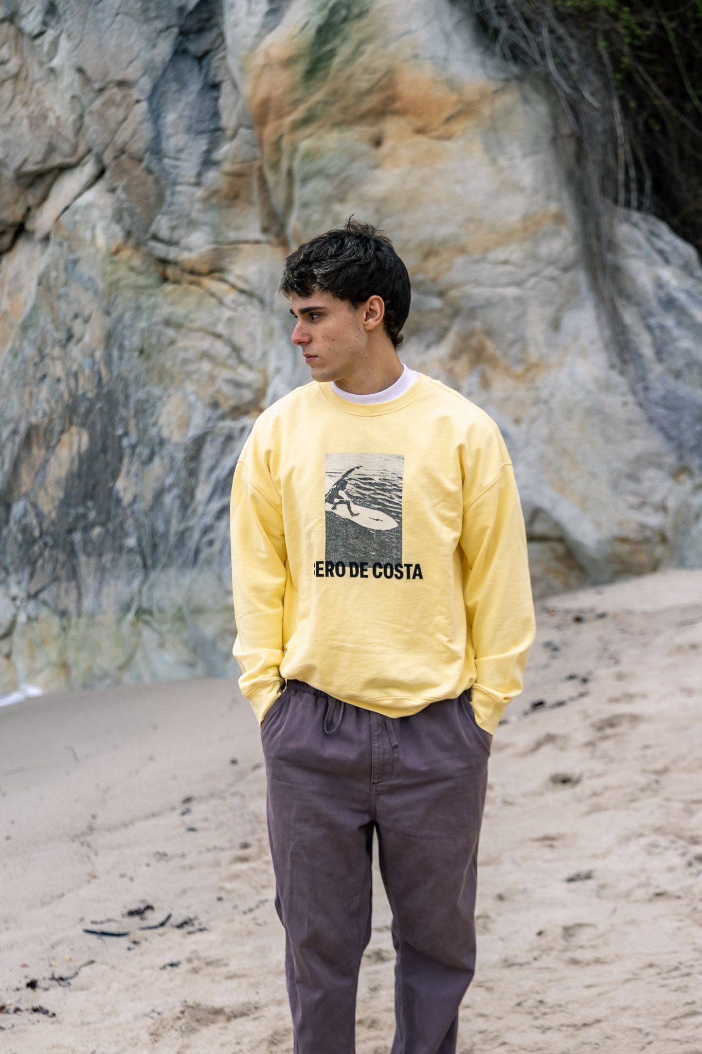 SUDADERA MANTEQUILLA/ANTRACITA "FOTO SURFER"