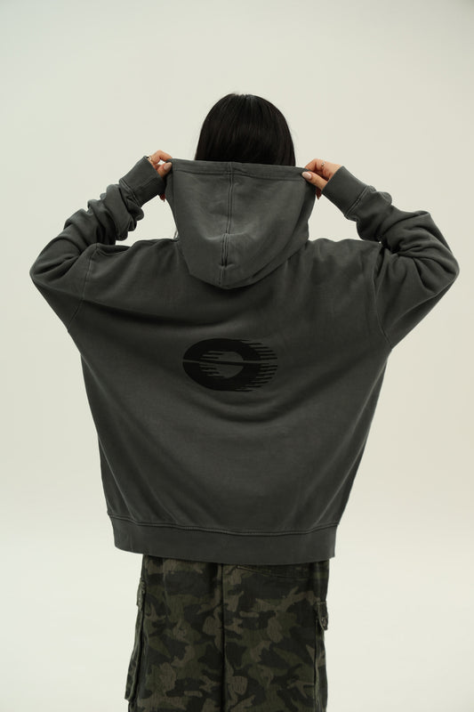 SUDADERA GRIS/ANTRACITA "NEW CERO" LOGO CON CAPUCHA
