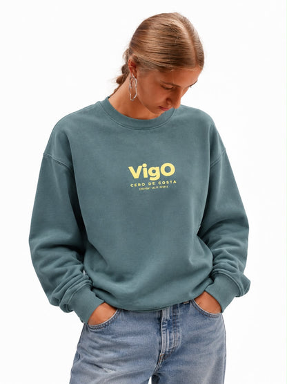 SWEATSHIRT VERDE/CREME "VIGO"