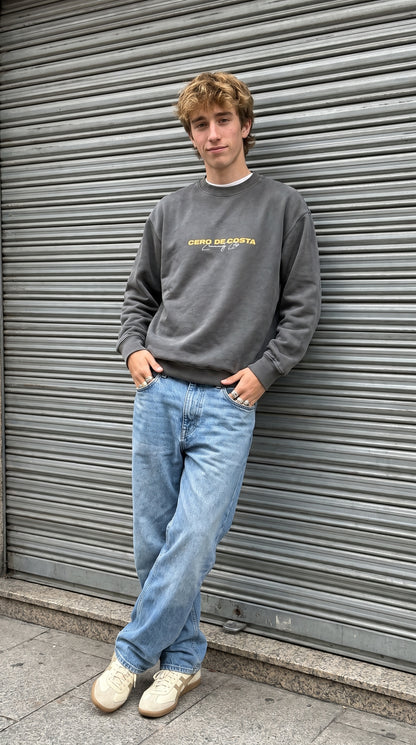 SWEATSHIRT ANTRACITE-LAVADO/DESGASTADO "PRAIAS SURF"