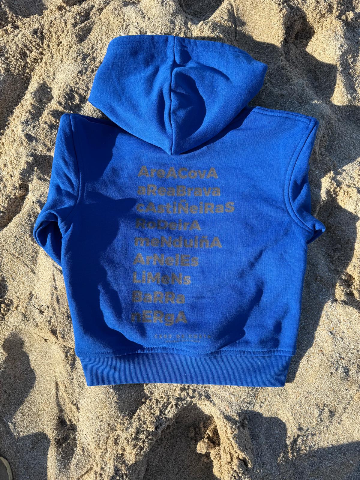 SUDADERA KIDS AZUL/PLATA "MORRAZO" CON CAPUCHA