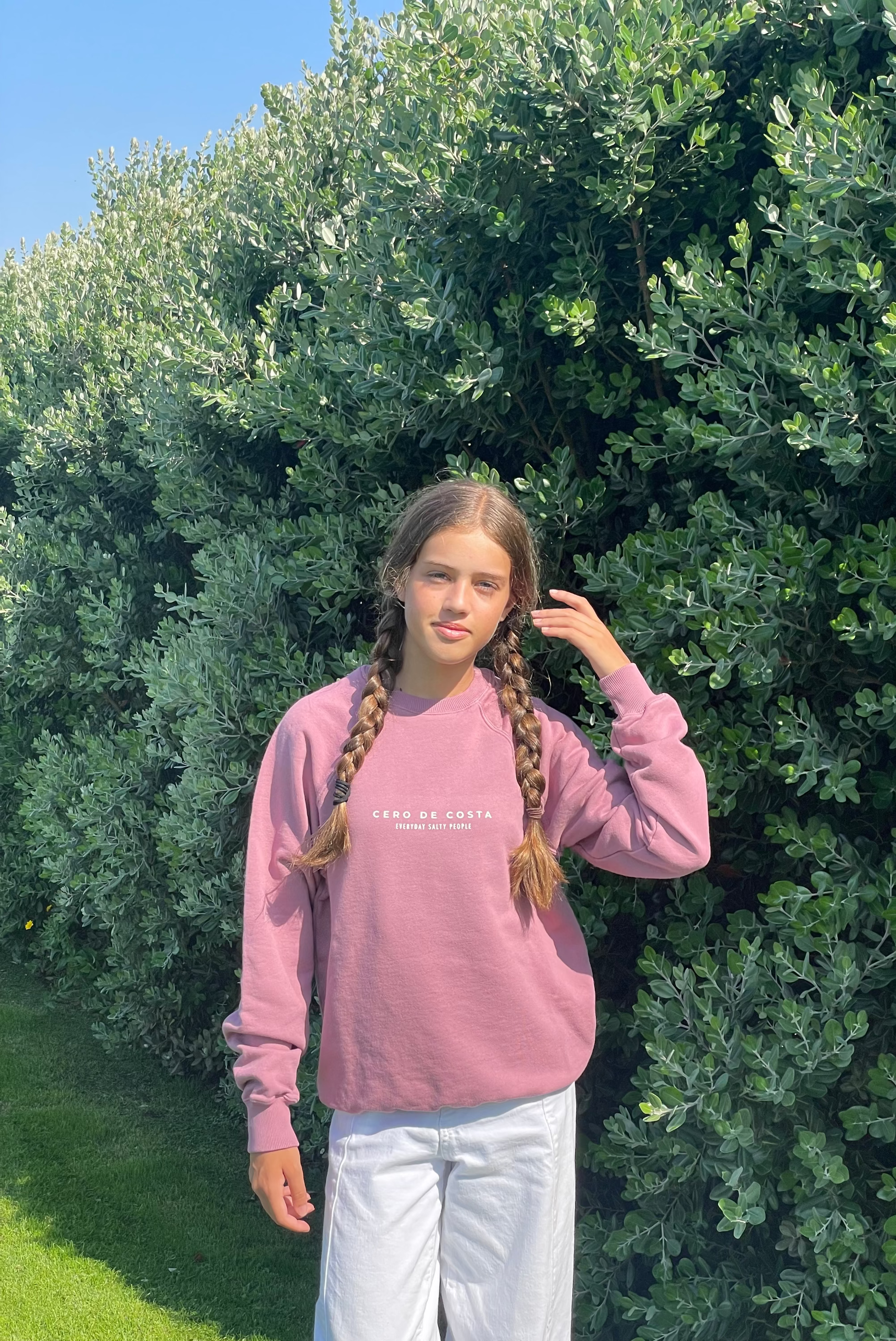 SUDADERA ROSA/BLANCO “CERO DE COSTA” PLAYAS SURF